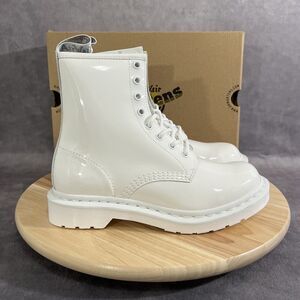 Dr Martens 1460 Mono Patent Lamper Leather Boots 26728 Women’s 7 White Shoes
